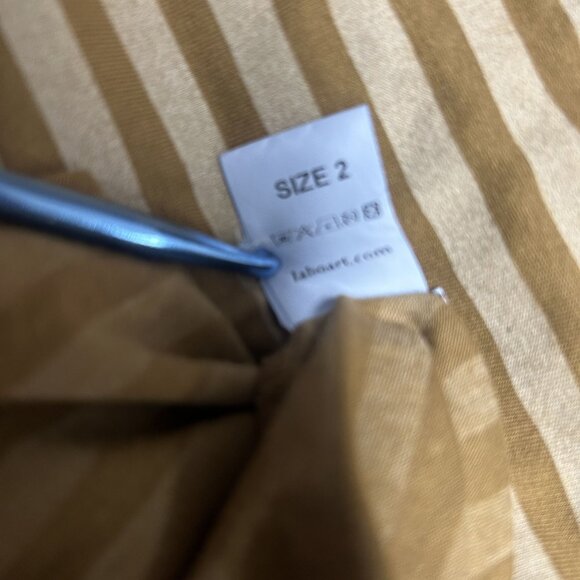 Labor Art Minimalist Brown Striped Aline Long Sleeve Tunic Top Size 2 - Picture 3 of 6